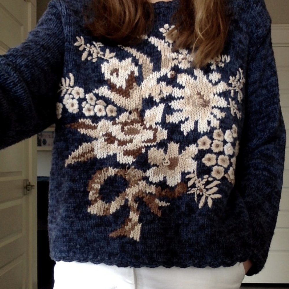 Vintage hand-knitted floral sweater